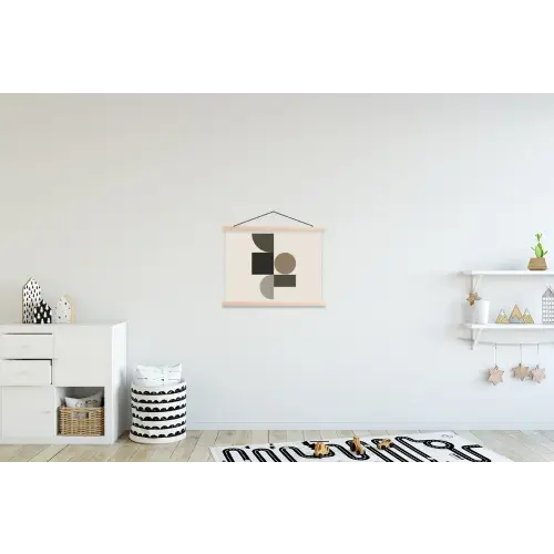 Aardetinten - Abstracte compositie - Eenvoudige vormen textielposter latten blank klein -kinderkamer