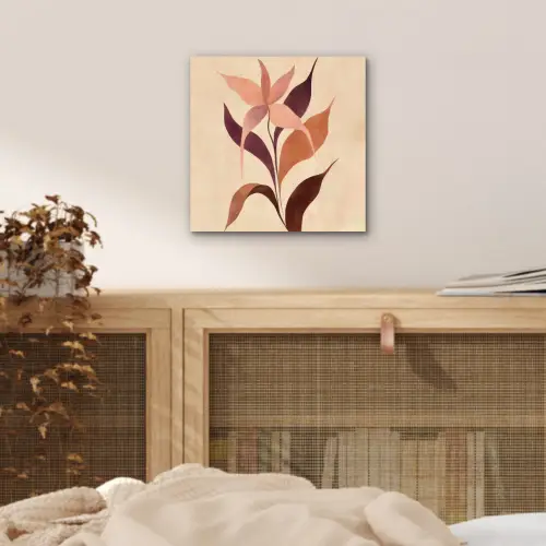 Minimalistisch - Bloem - Bladeren - Beige aluminium wit klein -sfeer3