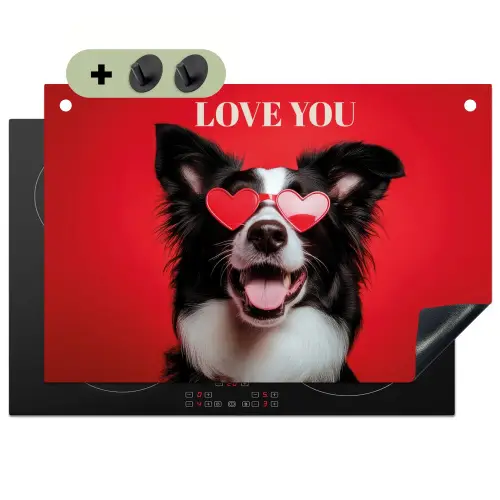 Hond - Hartjesbril - Loveyou - Rood Inductie beschemer met haakjes klein -3d