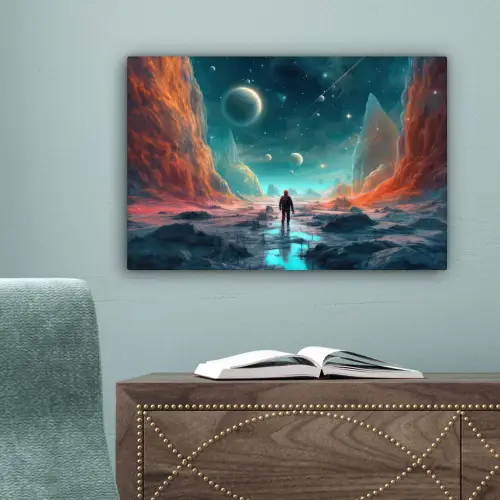 Bergen - Ruimte - Planeten - Astronaut canvas 2cm klein -sfeer4
