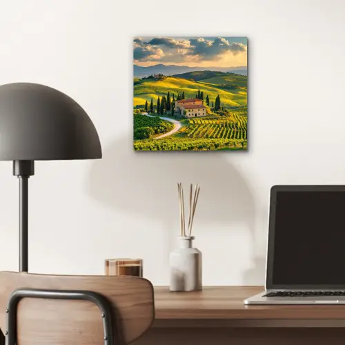 Toscane - Landschap - Wijngaarden aluminium wit klein -sfeer5