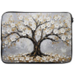 Boom - Bloemen - Natuur - Abstract - Wit laptophoes neopreen klein -zkaufland3dotto