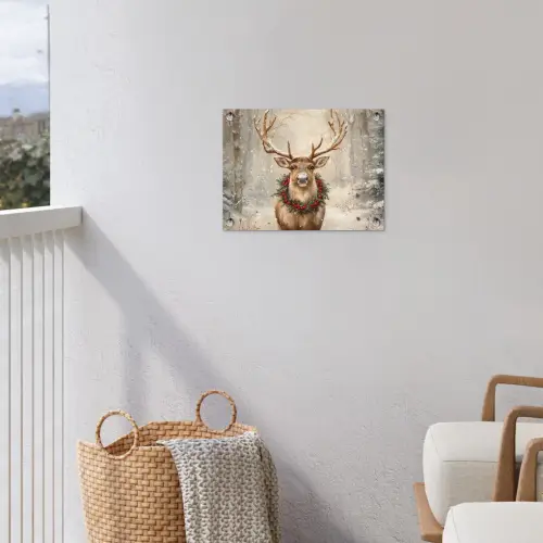 Kerst - Rendier - Winter - Krans tuinposter los doek klein -sfeer8