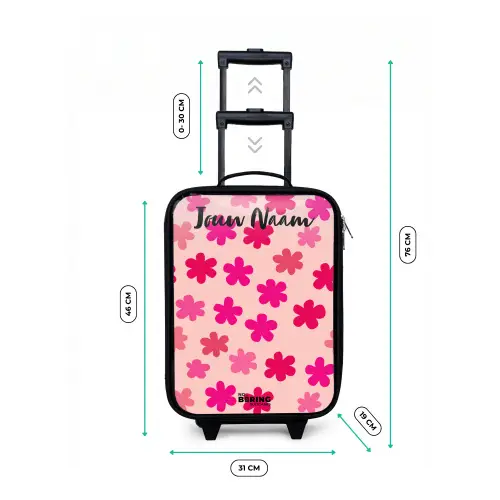 Bloemen - Patroon - Roze Kinderkoffer - Zwart klein -productfoto_formaten