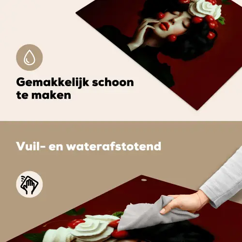 Vrouw - Kersen - Slagroom Inductie beschemer met haakjes klein -ky-schoon-nl