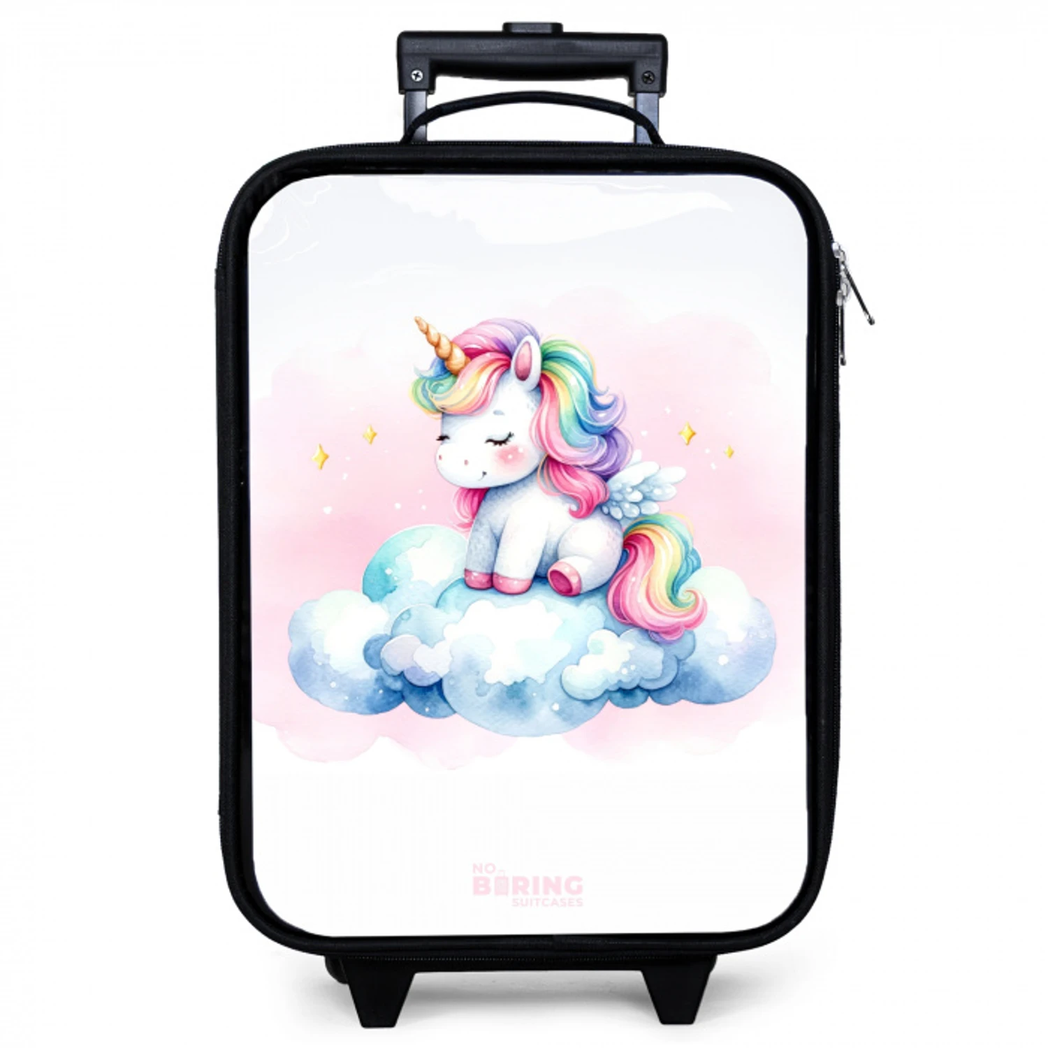 Eenhoorn met regenboogmanen op een wolk Kinderkoffer - Zwart klein -zzz_website3d