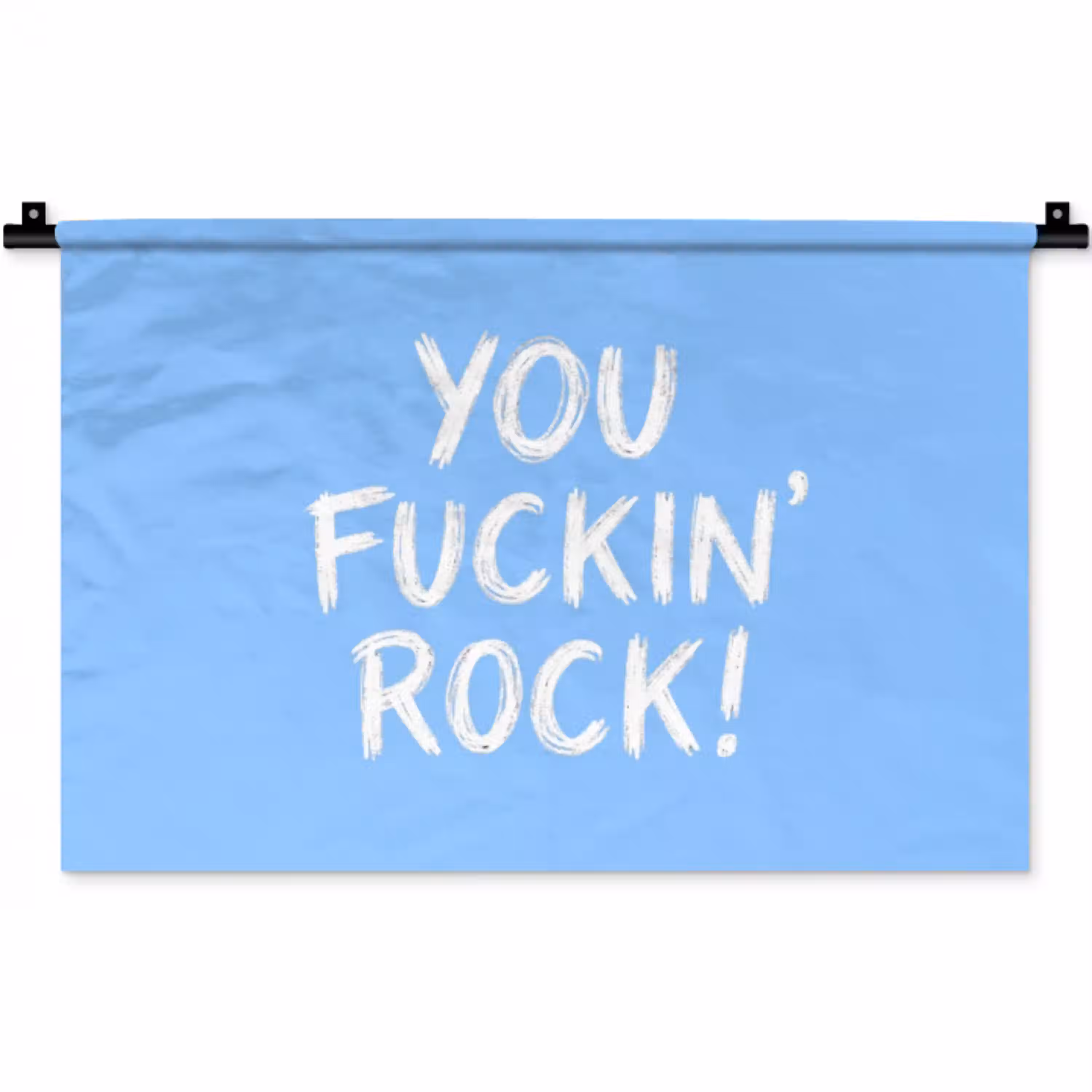 Blauw - Wit - You fuckin rock Wandkleed katoen klein -zz3d
