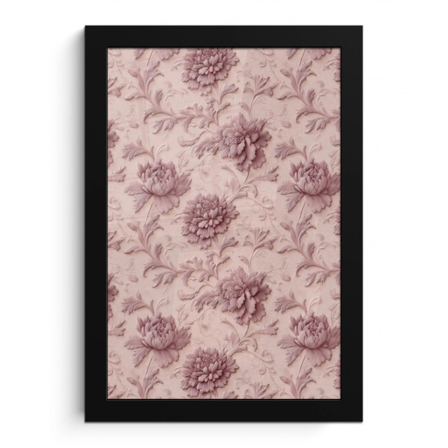 Reliëf - Pioenrozen - Roze fotolijst zwart zonder passe partout klein 224 -3d