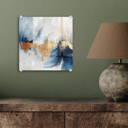 Goud - Blauw - Watercolor - Kunst - Modern plexiglas 5mm klein -sfeer3