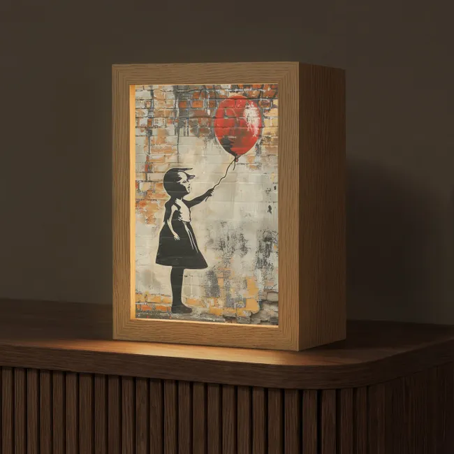 Table Lamp - Graffiti - Banksy Style - Girl with balloon