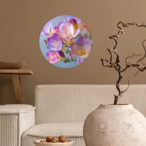 Bloemen - Paars - Overloop - Meeldraden Wandcirkel behangsticker klein -sfeer1