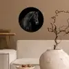 Paard - Dieren - Zwart - Portret Wandcirkel behangsticker klein -sfeer1