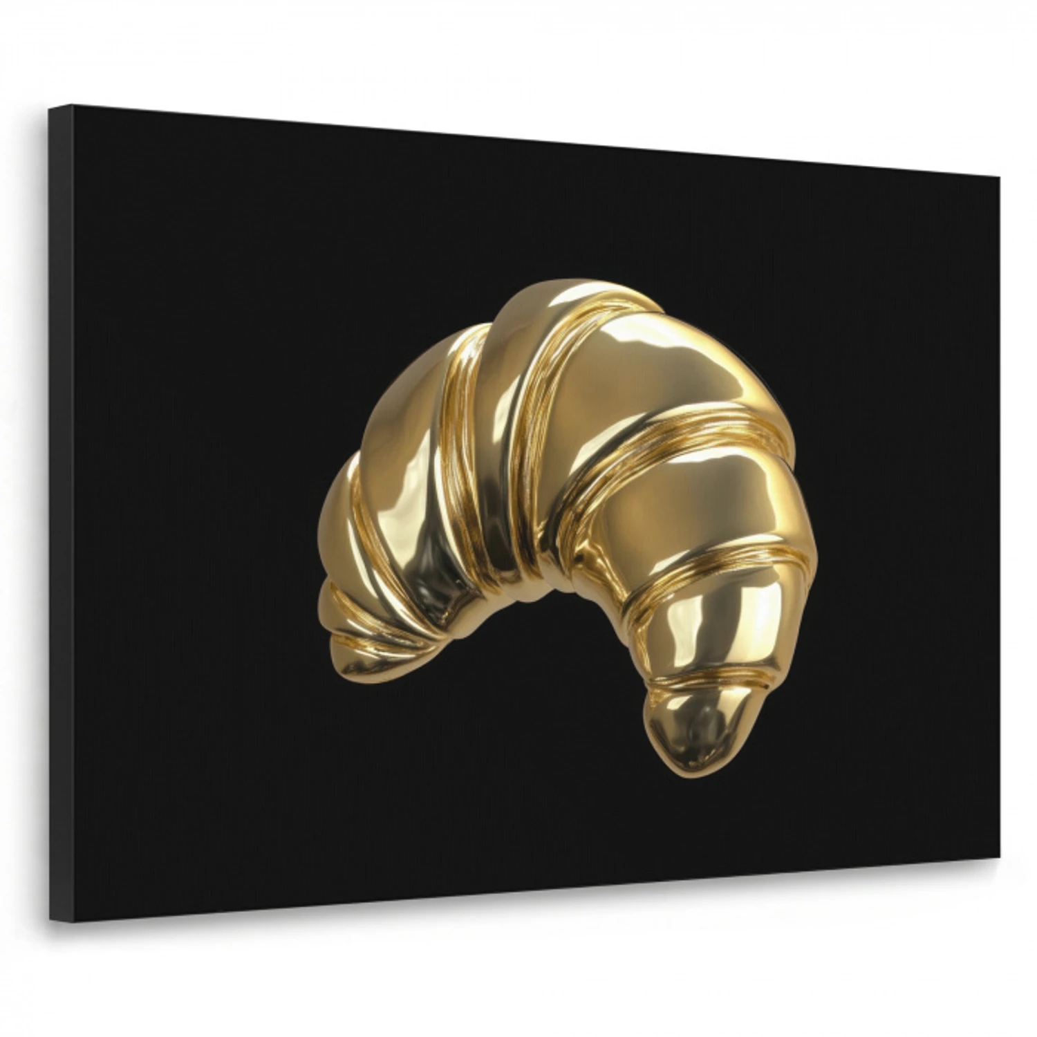 Croissant - Brood - Goud - Zwart Textielframe - compleet frame klein -3d