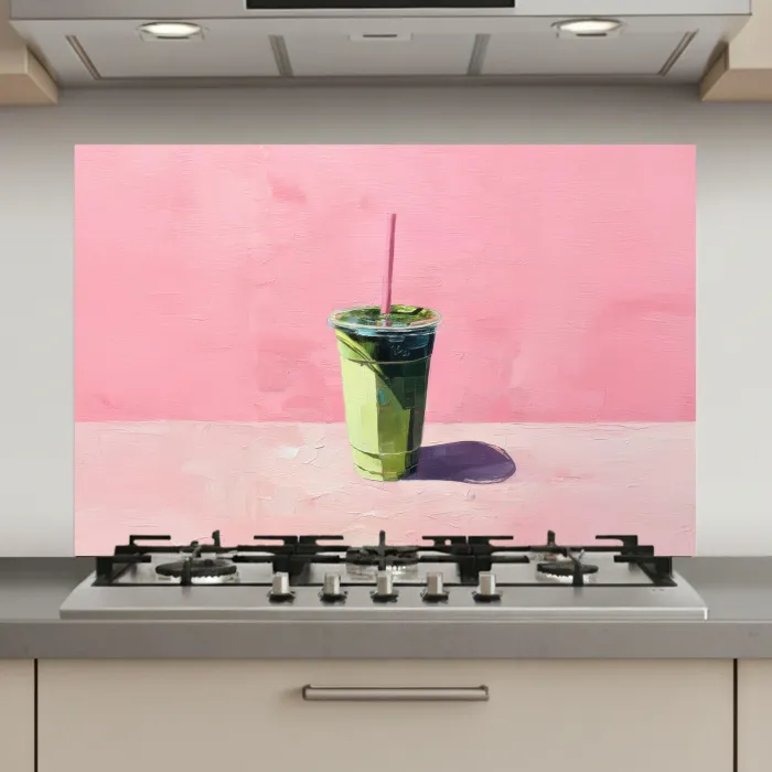 Beker - Rietje - Minimalistisch - Groen keuken achterwand spatscherm klein -3d_website