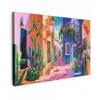 Geel - Blauw - Oranje - Huis Tuinposter op houten frame 2 cm dik klein -3d
