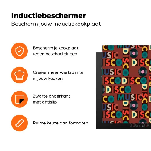 Retro - Disco - Muziek - 70s - Multi Inductie beschermer vinyl 3mm klein 276 -zzzzzzz-td-ups