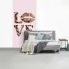 Tekst - Love - Pantervacht - Lichtroze fotobehang vinyl groot -slaapkamer