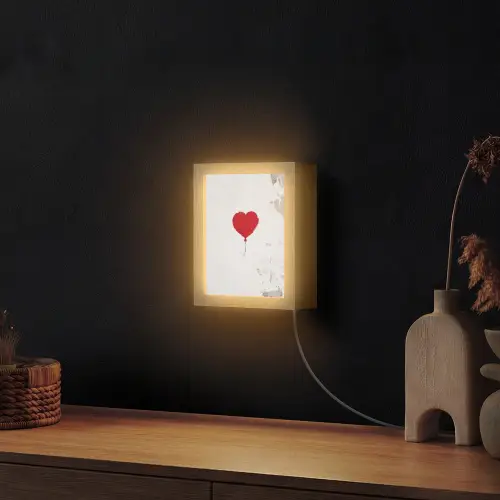 Ballon - Rood - Hart Light Box met kabel (Wandlamp) klein -sfeer1