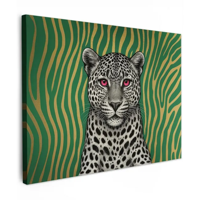 Leinwandbild - Panther - Zebramuster - Grün