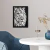 Portret - Leeuw - Zwart wit fotolijst zwart zonder passe partout klein -sfeer4