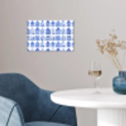 Patroon - Huizen - Blauw poster papier klein 62 -sfeer3