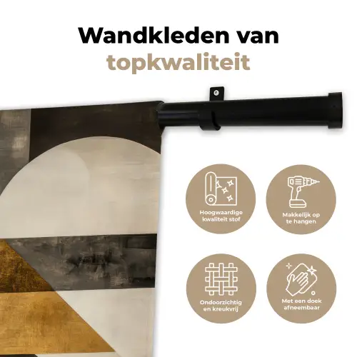 Abstract - Goud - Grijs - Vormen - Geometrisch Wandkleed katoen klein -sfeer2