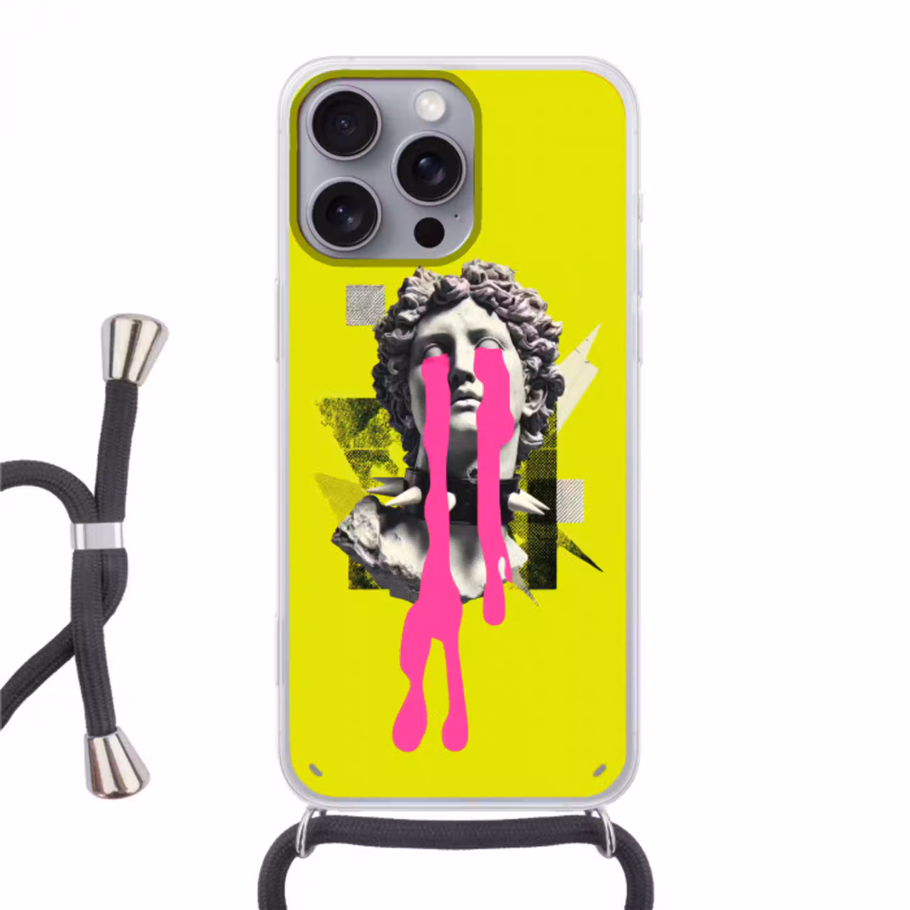 Buste - Verf - Geel Hoesje iPhone 16 Pro Max met koord klein -3d