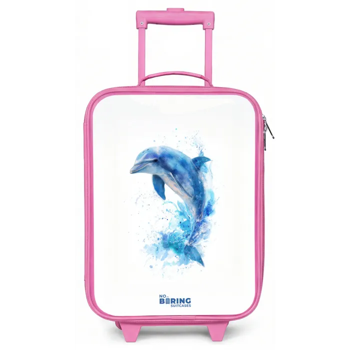 Springende blauwe dolfijn Kinderkoffer - Roze klein -zz3dotto
