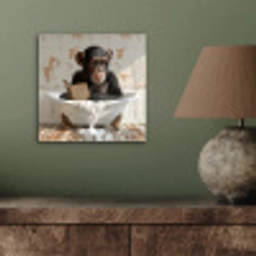 Vintage - Aap - Badkuip - Schuim - Dier aluminium wit klein -sfeer2