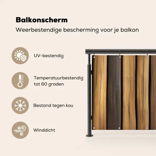 Hout - Planken - Natuurtinten Balkonbeschermer Duitsland klein -specs_NL