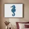 Zeepaardje - Staart - Blauw Textielframe zwart klein -sfeer1