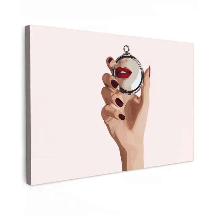 Spiegel - Rode lippen canvas 2cm klein -z3d