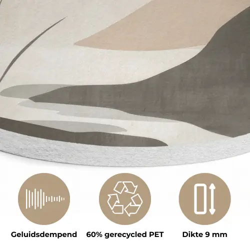 Japandi - Landschap - Beige Akoestische PET Vilt - Rond klein -closeup_NL