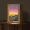 Bloemen - Weg - Lucht - Geel - Paars - Zonsondergang - Natuur Light Box met kabel (Tafellamp) klein -z3d_website