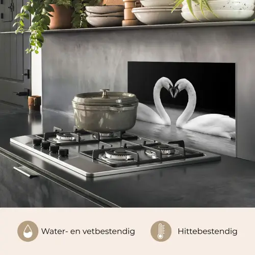 Zwanen - Hart - Zwart - Wit keuken achterwand spatscherm klein -usp_NL