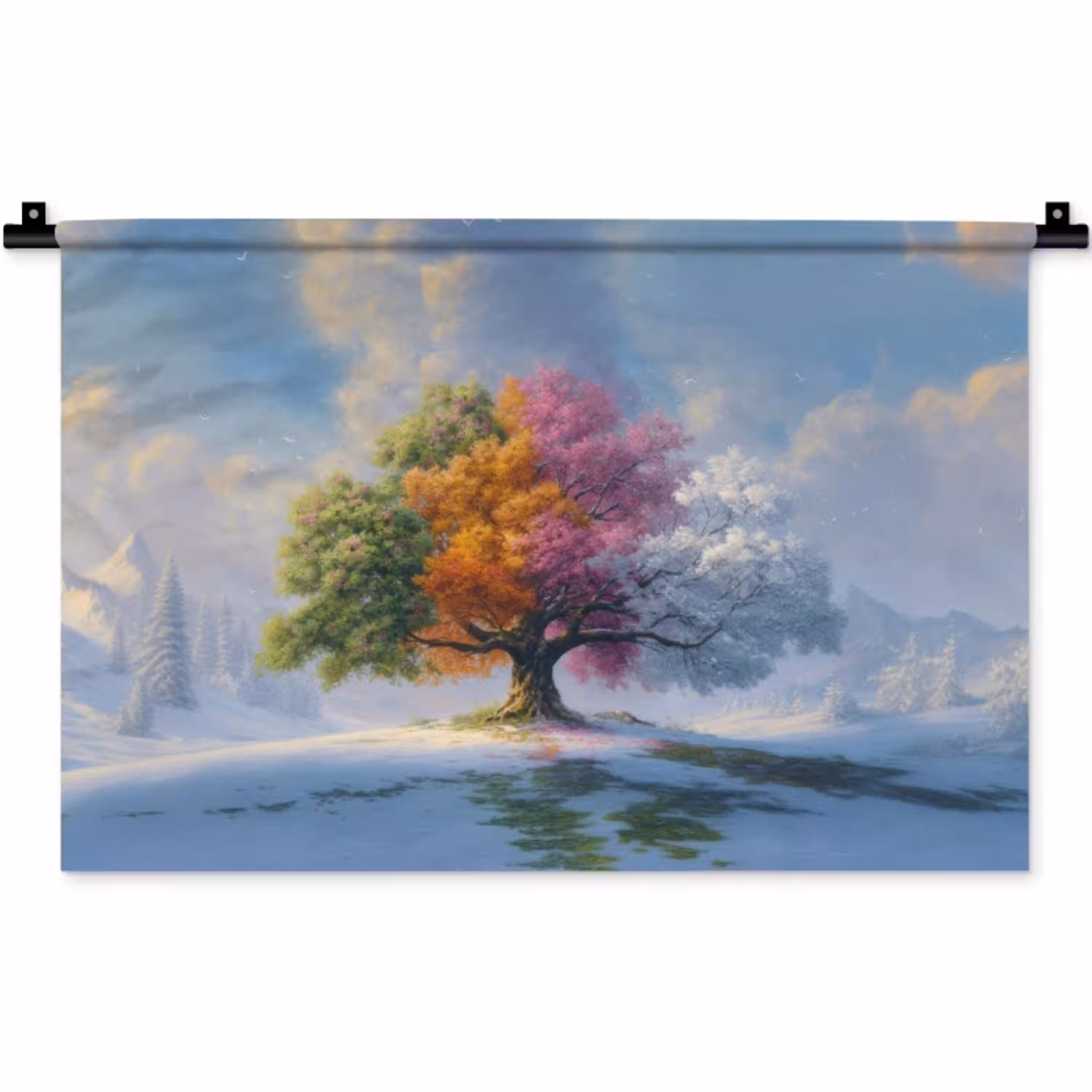 Boom - Seizoenen - Winter - Landschap Wandkleed katoen klein -zz3d