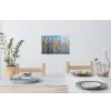 Skyline - Wolkenkrabbers - Water - Blauw Muursticker klein -eettafel