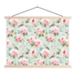 Rozen - Vogels - Pastel - Kleurrijk textielposter latten blank klein 122 -3d