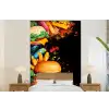 Fastfood - Graffiti - Hamburger - Eten - Modern fotobehang vinyl groot -bed