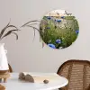 Bloemen - Zomer - Korenbloem - Blauw - Zon - Wolken Wandcirkel kunststof plaat 5mm dik klein -sfeer4