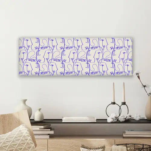 Gezicht - Blauw - Lijnen - Beige canvas 2cm klein 828 -sfeer6