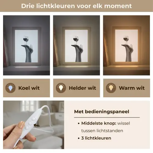 Hak - Wijn - Minimalistisch - Zwart Light Box met kabel (Tafellamp) klein -USP_lichtkleurNL