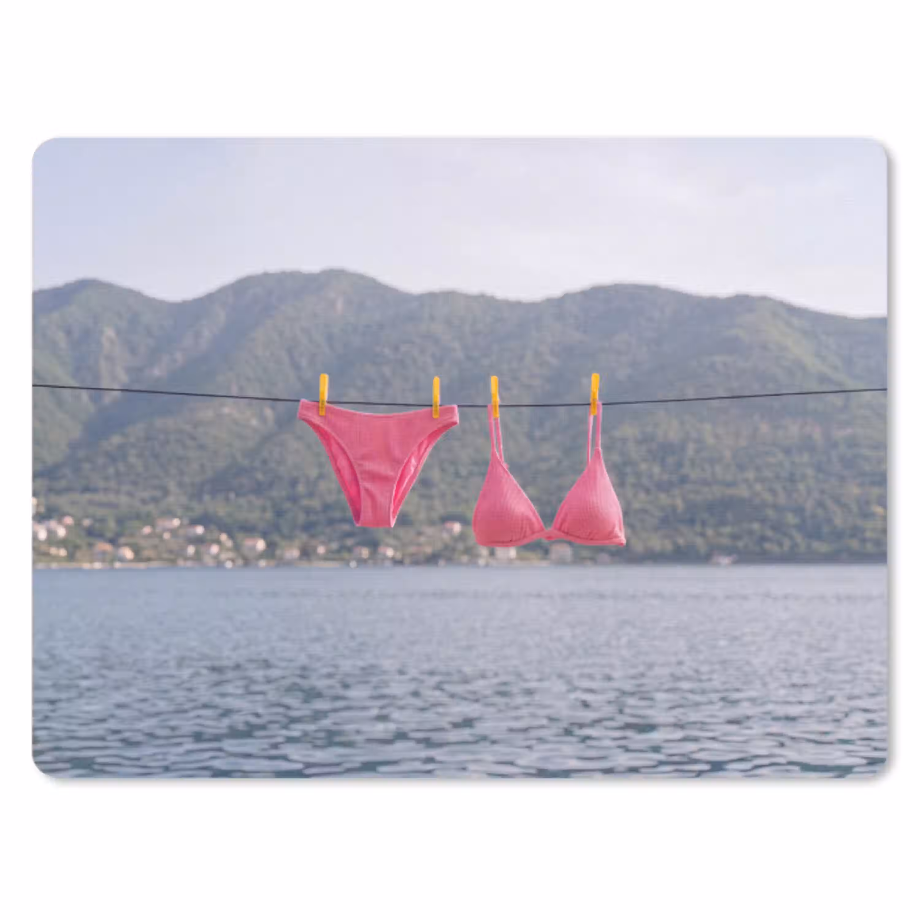 Kleding - Badkleding - Waslijn - Zomer - Roze muismat rubber klein -3d