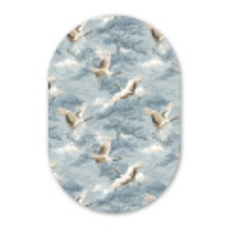 Wolken - Kraanvogels - Blauw Wandcirkel Ovaal Forex klein 630 -3d