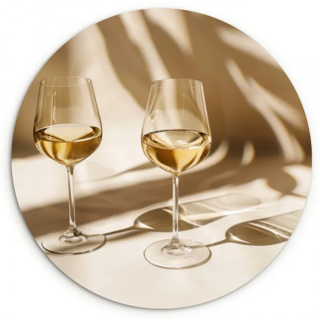 Wijn - Wijnglazen - Wit KitchenYeah - Keuken - Wandcirkel Forex klein -3d