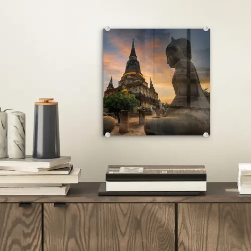 Tempel - Zonsondergang - Boeddha beelden - Buddha plexiglas 5mm klein -sfeer1
