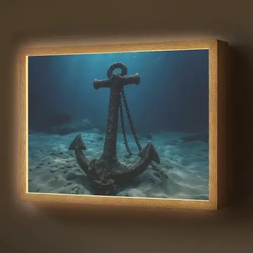 Anker - Ijzer - Zeebodem - Zand Light Box met batterij (Wandlamp) middel -z3d_website