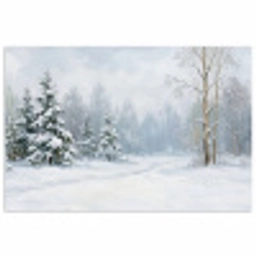 Bospad - Dennen - Sneeuw - Winter - Rustgevend poster papier klein -3d