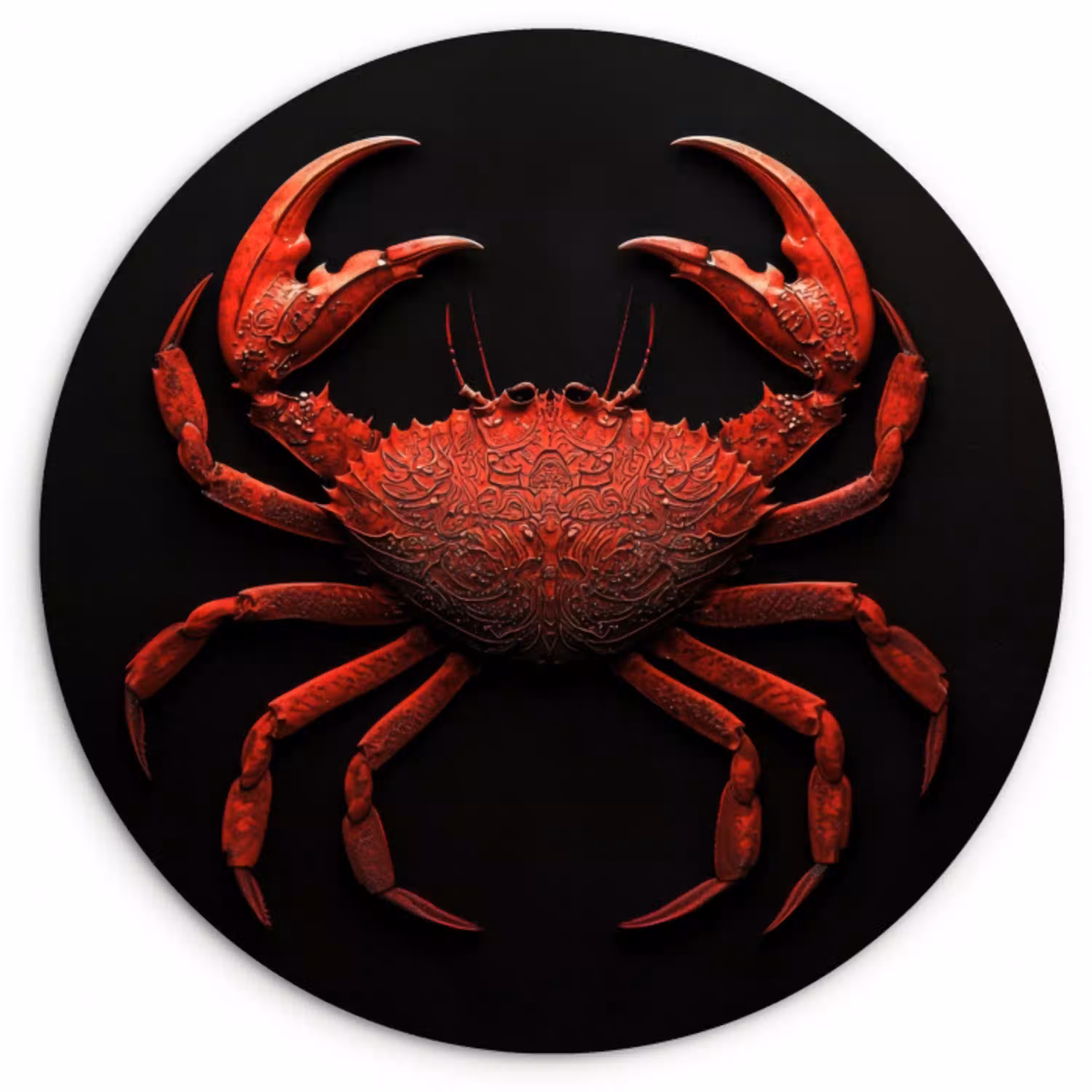 Krab - Rood - Vissen - Schaaldieren Wandcirkel kunststof plaat 5mm dik klein -3d