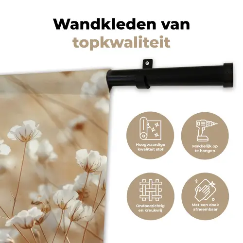 Wilde - Bloemen - Wit Wandkleed katoen klein -sfeer2